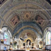 The chapel's vaulted ceiling