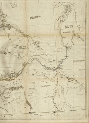 Détail d'une carte montrant la route reliant le lac Supérieur et l'établissement de la Rivière Rouge, 1870