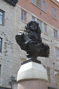 Bust of Louis XIV in the centre of Place-Royale, 2011
