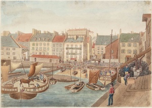 The Lower Marketplace in Quebec City seen from McCallum’s Wharf, July 4, 1829