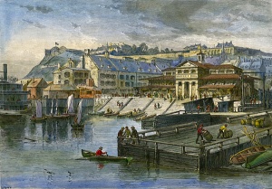 Finlay Market and wharves in Quebec City, circa 1872