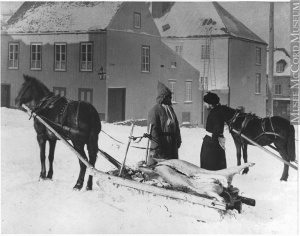 Marché en hiver, Québec, QC, vers 1885