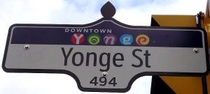 Street sign at Yonge Street, in downtown Toronto
