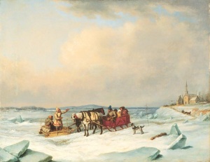 Pont de glace à Longue-Pointe en 1847-1848, de Cornelius Krieghoff